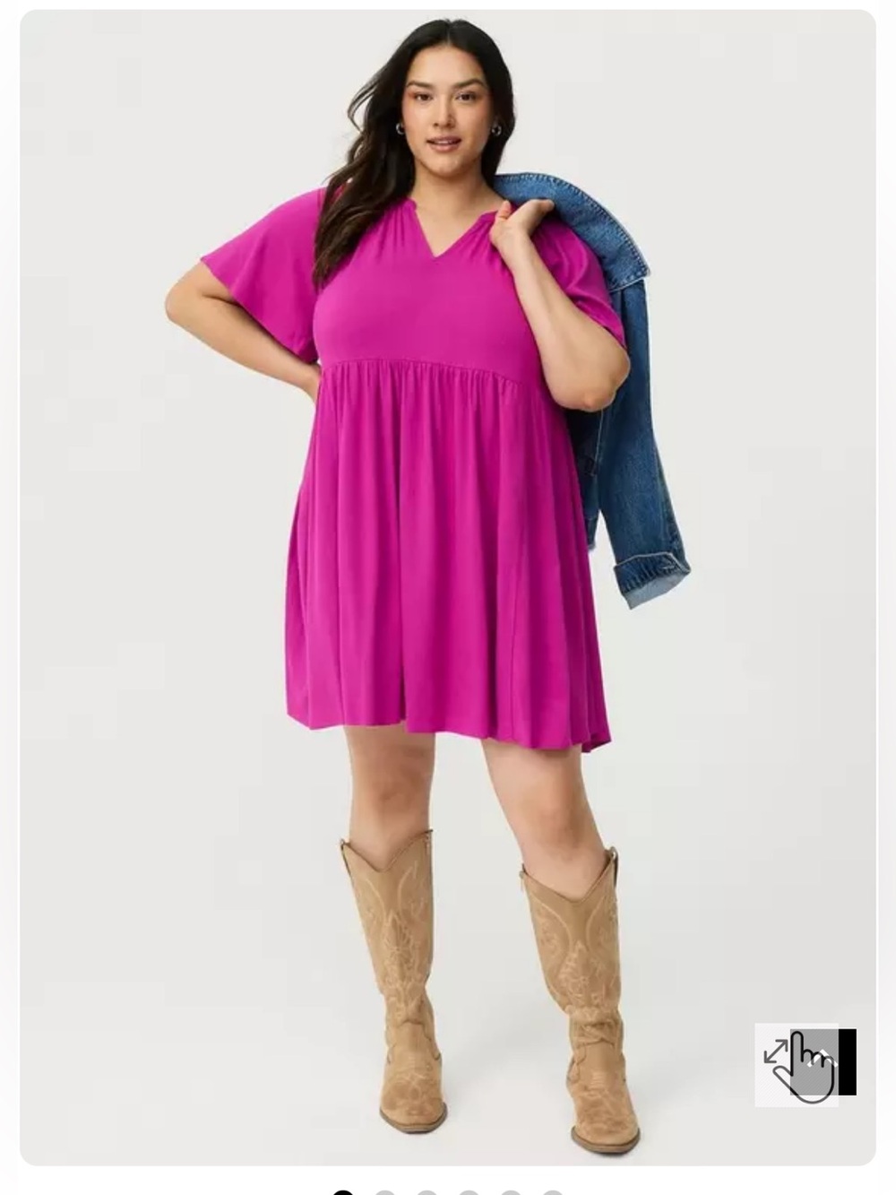 torrid Fuchsia Pink Flutter Sleeve Babydoll Mini Dress Wild Aster size 2 (18-20)